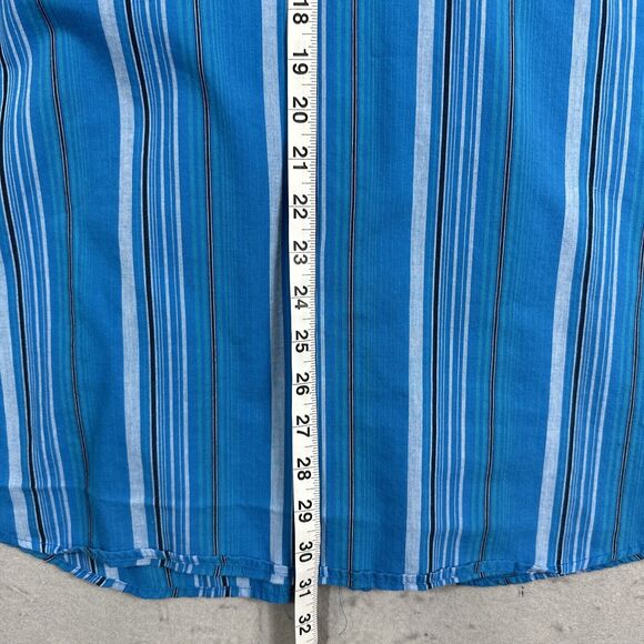 Wrangler Rancher Shirt Plaid Long Sleeve Pearl Snap Button Up Blue Mens 2XL - Picture 8 of 10